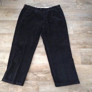 GREG Peters mens black pleated bottom cuffed hem‎ wide corduroy pants Sz 38